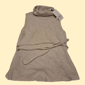 NWT ZARA Off-White Sleeveless Vest For Wearing Over Dress W/ Tie Spring Refresh